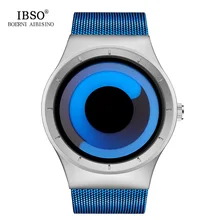 IBSO Rotate Creative Design Mens Watches 2017 Blue Stainless Steel Mesh Strap Sport Quartz Watch Men Fashion Relogio Masculino