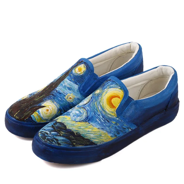 

Women Shoes Summer White Sneakers Tenis Feminino Casual Shoes Comfortable Flat Abstract Hand-Painted Canvas Shoes Zapatos Mujer