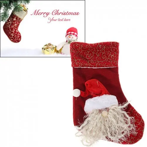 

Middle Plush Christmas Santa Claus Stockings Pattern Red Christmas Sock For Kids Children Presents Gift Holders Home Party Decor
