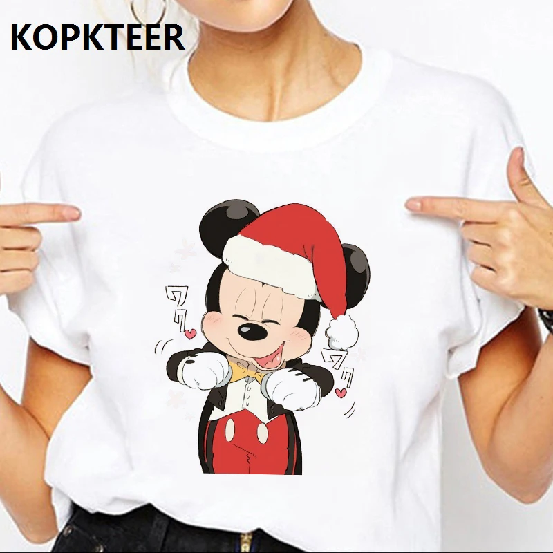 

Tee Shirt Femme Harajuku T Shirt Christmas Mickey Graphic Tees Streetwear Women Clothes Korean Aesthetic Tops Camiseta Mujer