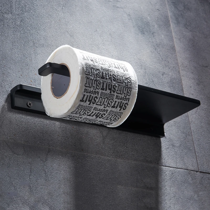 Рулон бумаги для ванной держатель креативный декоративный алюминиевый черный держатель для туалетной бумаги с полкой держатель для телефона бумажное полотенце настенное крепление