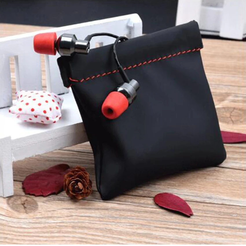 PU Leather Earphone Bag Waterproof Headphones Storage Bags Mini Zippered Case Ear Pads USB Cable | Электроника