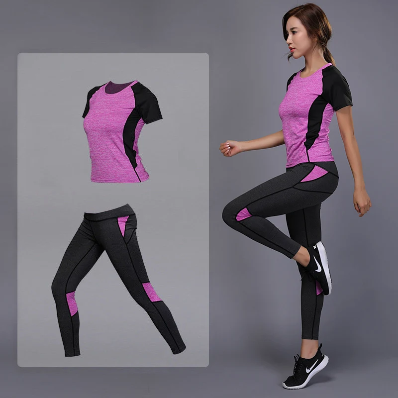 

Sportswear Yoga Fitness Set Fitness Clothing Women's Running Shoes Shirt + Pants Yoga Tights Jogging Exercise Sports Set