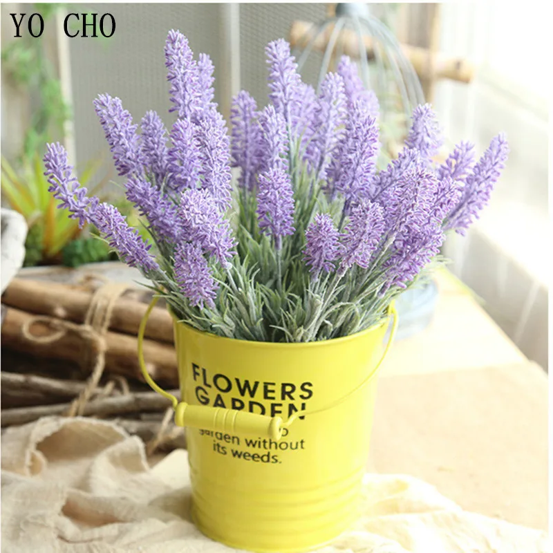 YO CHO 4pcs Artificial Flowers Romantic Lavender Flowers Bouquet For Wedding Party Home Garden Decor Balcony DIY Fake Flowers