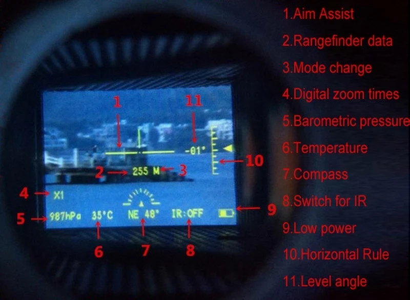 6X32 Многофункциональный Монокуляр Инфракрасный телескоп цифровой ночного видения встроенный лазерный дальномер День ночного видения для охоты
