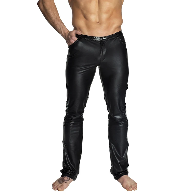 Для мужчин пикантные черные сапоги wetlook ПВХ этап одежда Фетиш Искусственная кожа