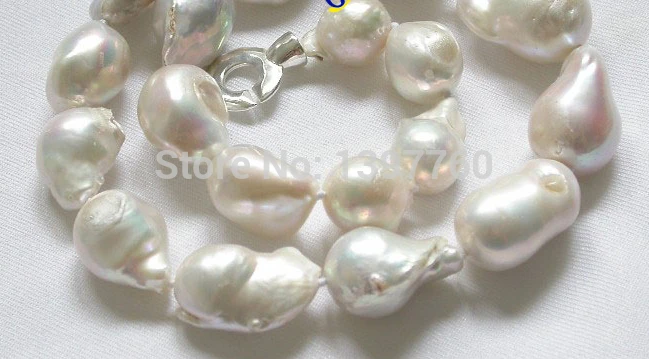 

Miss charm Jew.92 natural luster white Reborn keshi pearls necklace 925s clasp