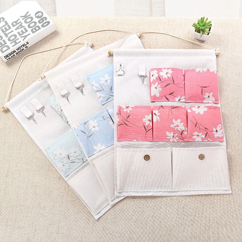 2019 New 7 Grid Hanging Bag Foldable Hang Wall Dormitory Hanging Storage Organizador Rear Hanging Debris Storage Bag