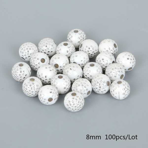 8mm Dots Print Shiny Crystal Acrylic Beads Round Loose Spacer Beads For Jewelry Making DIY Bracelet Necklace