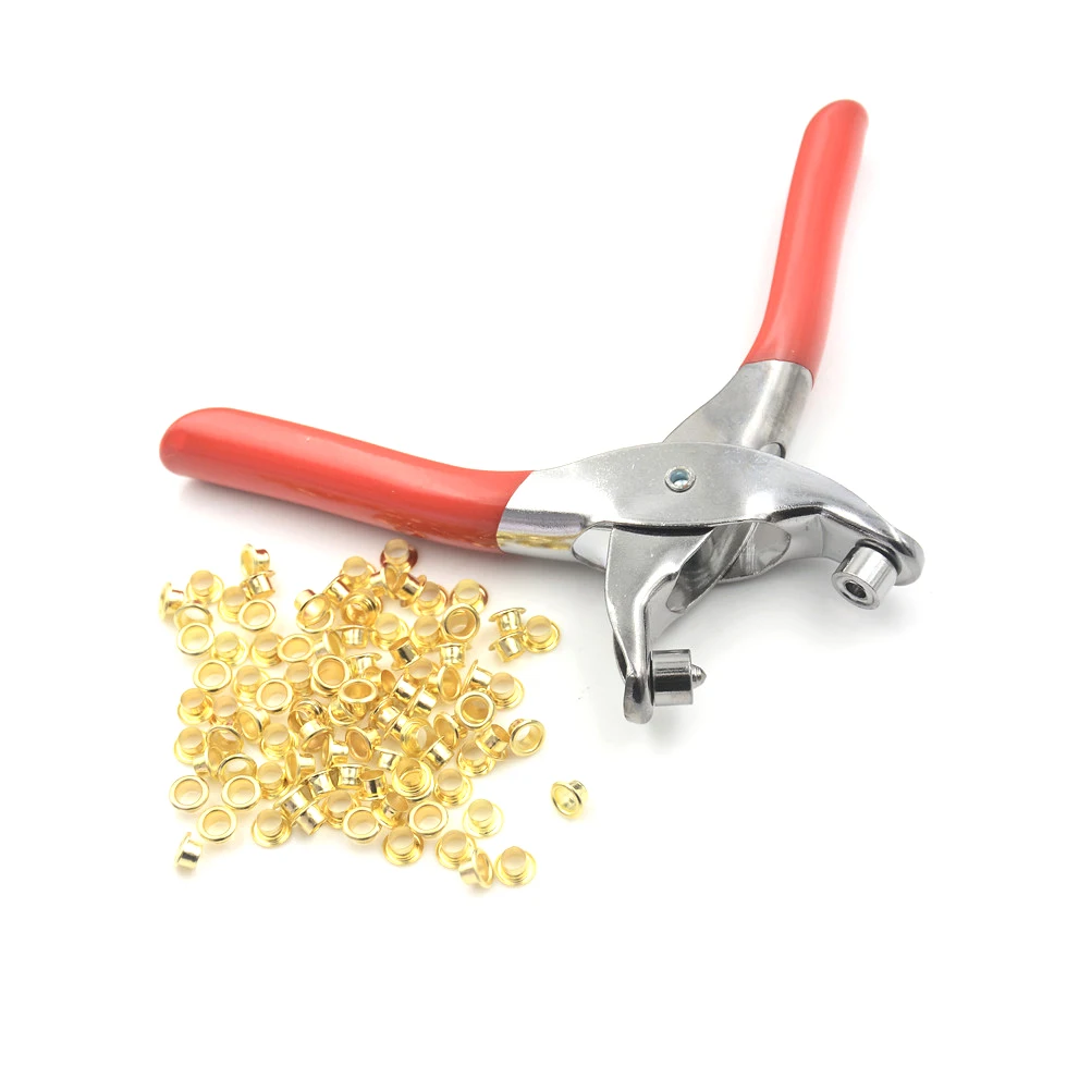 Hole punches Grommet Rivets Eyelet Setting Pliers with 100pcs Eyelet