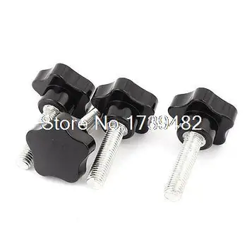

Spare Parts M10 x 40mm Male Thread Star Knob Grip Black Silver Tone 4Pcs