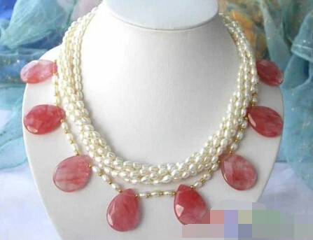 

song voge gem WHITE RICE FW PEARL NATURE RED CRYSTAL NECKLACEround white pink lavender freshwater pearl necklace