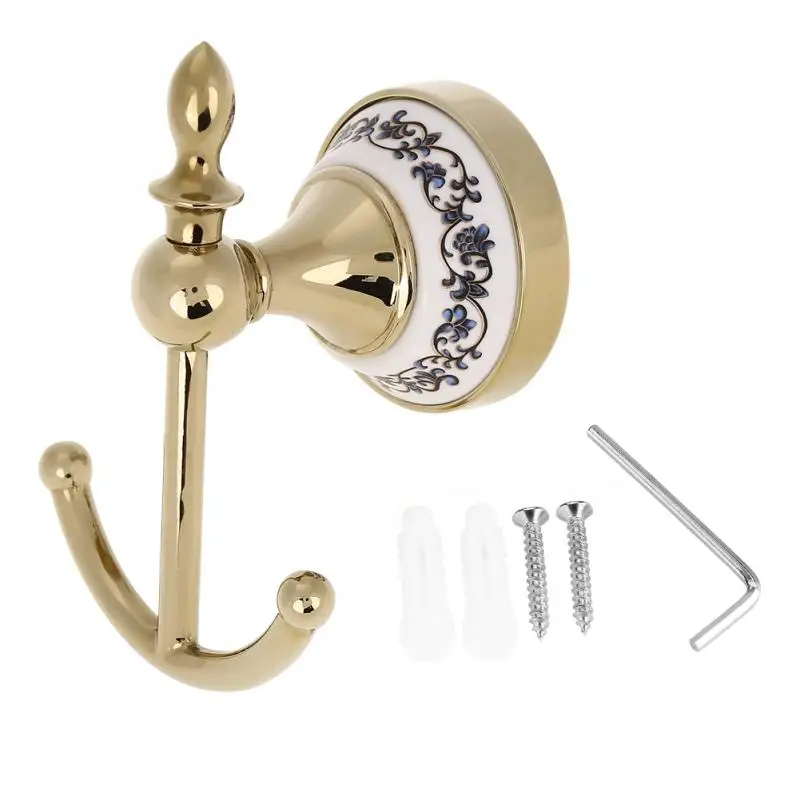 Antique Gold Finish Exquisite Porcelain Wall Mounted Hook for Towel