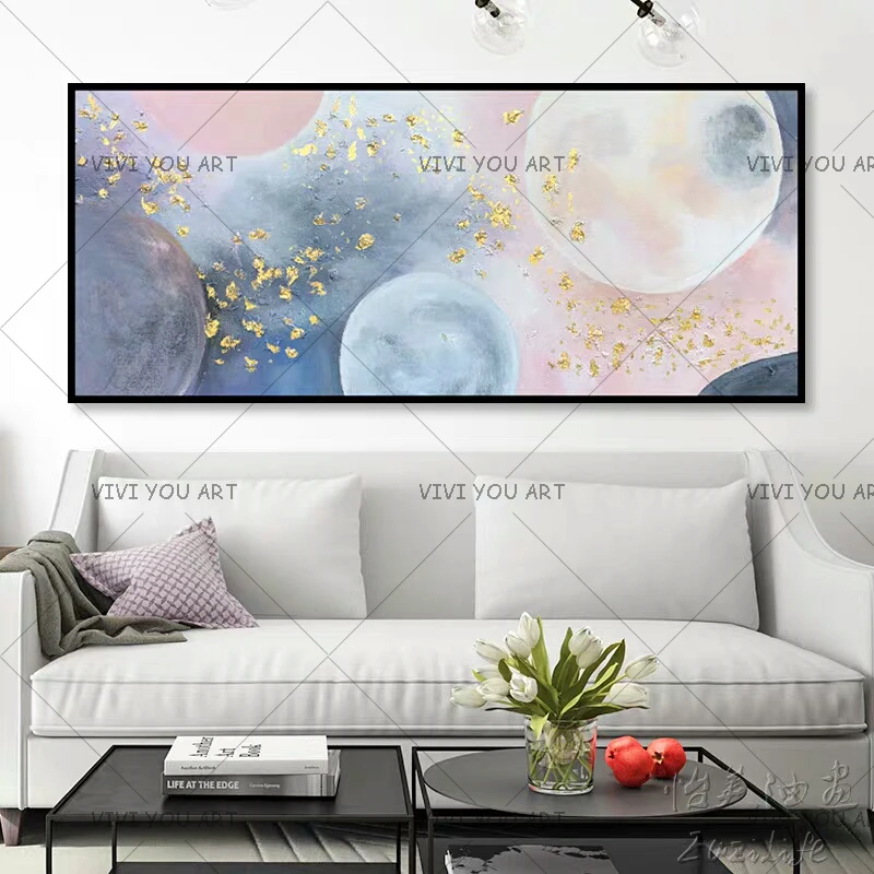 

100% Hand Painted Landscape Wall Art Canvas Picture Handmade Modern Abstract Star and Moon Landscape Oil Painting For Home