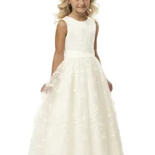 Новое поступление, простые платья Primera Comunion,, трапециевидные кружевные платья без рукавов с круглым вырезом для первого причастия для девочек