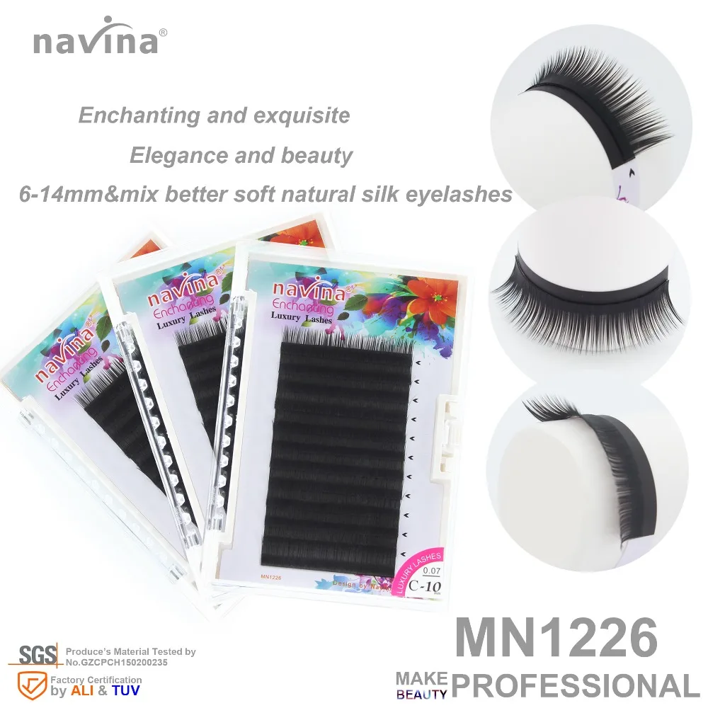 

navina False mink eyelashes of makeup, natural look and feel, curl CD, thickness 0.07-0.15mm, length 6-14mm
