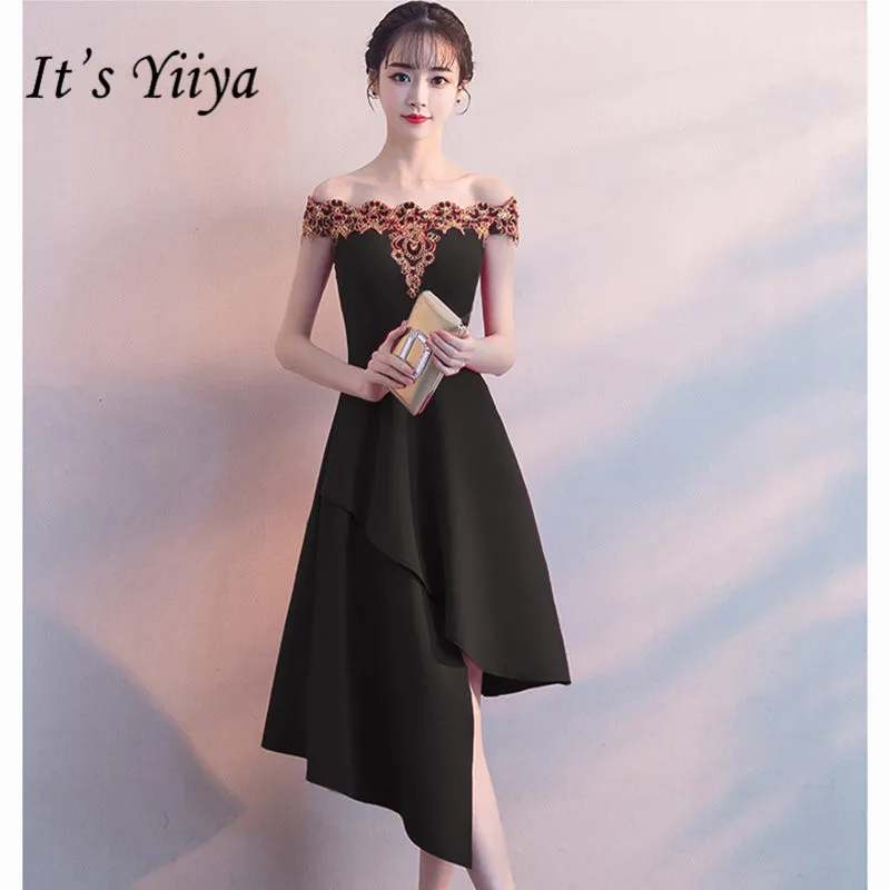 

2019 Sleeveless Prom Dress Sexy Knee-length nightclub style Short dress free size Boat-neck Red Black Elegant evening dress C002