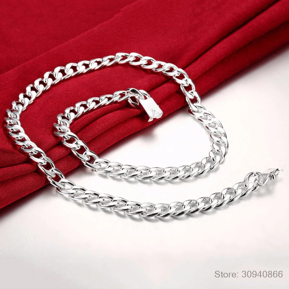 LEKANI men's fine jewelry 925 пробы ожерелье из серебряных цепей высокое качество мужской 925 пробы-серебро-ювелирные изделия 10 мм 20 дюймов 24 дюйма