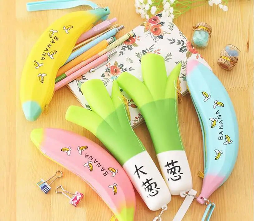 Best Korea Creative Novelty Cute Banana Vegetables Shape Pencil bag Coin Case School Stationary Supplies