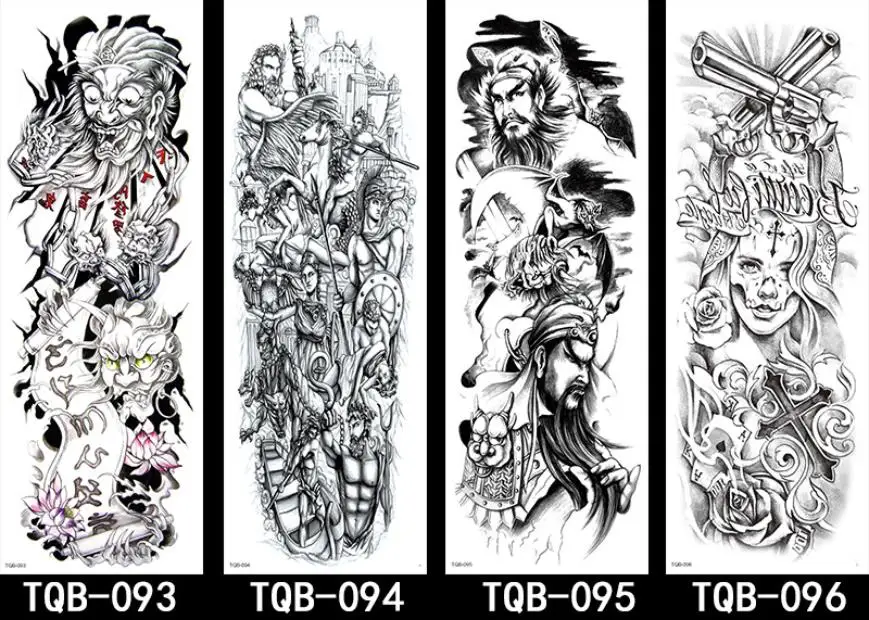 166 стиль полные руки татуировки рукава 3D рисунок черепа Дракон Тигр конструкции боди эластичной повязкой Чулки татуировки для мужчин и