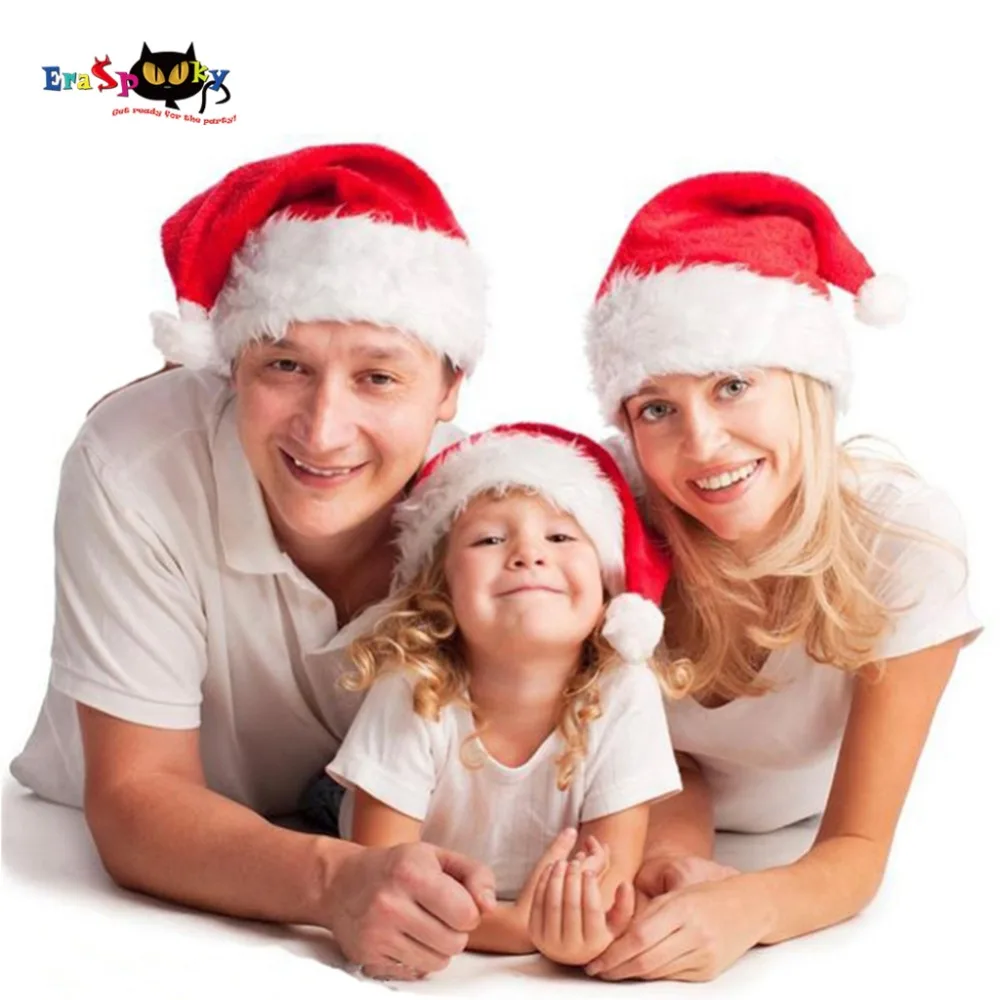 

Eraspooky 2018 Christmas Hats Cosplay Adult Christmas Hat Kids Santa Claus Costume Cap Velvet New Year Family Accessories