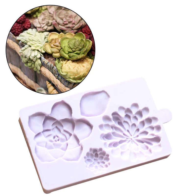 

DIY Fondant Silicone Molds For Cake Decorating Succulent Flower Cake Silicone Molds Fondant Mold Chocolate 3D Mold Baking FM1423