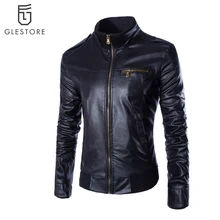 New Arrival Men s Clothing Casual Slim Motorcycle Leather Jackets Male Pu Leather Turtleneck Jacket Men