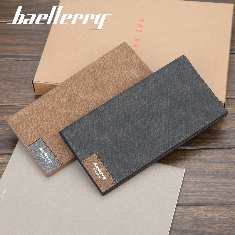 Повседневный тонкий кошелек Baellerry для мужчин длинные бумажники Холщовый мужской