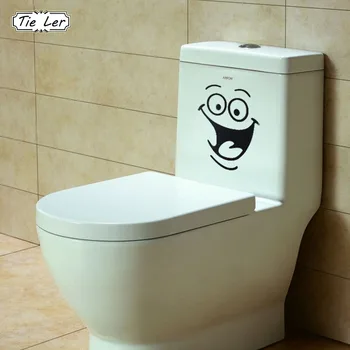 

Smile Face Toilet Stickers DIY Personalized Furniture Decoration Wall Decals Fridge Washing Machine Bathroom Sticker
