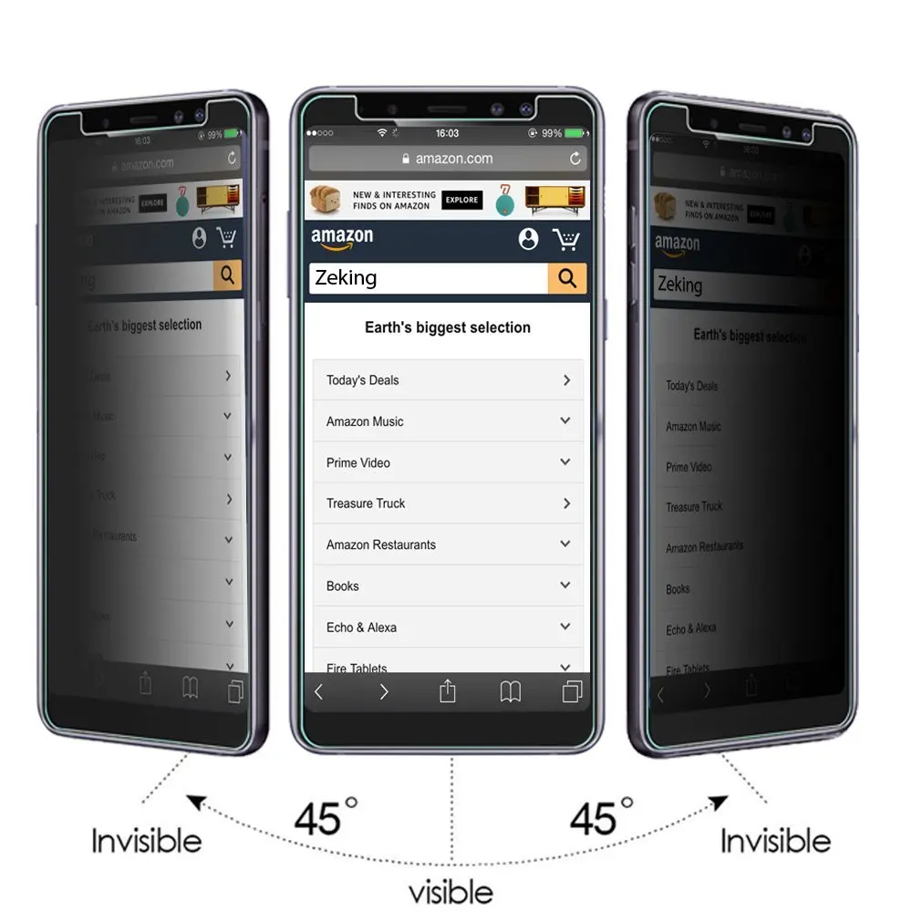 

Privacy Filter Tempered Glass Full Coverage Film AntiSpy Shield Screen Protector for Samsung galaxy A8 2018/A8 PLUS 2018