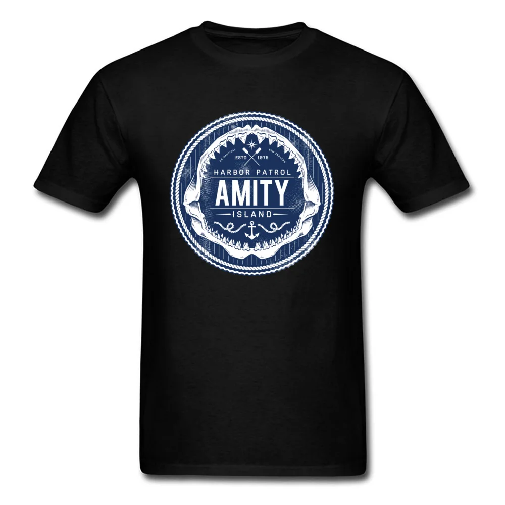 amity island harbor patrol 5997 Funny Men T-Shirt Round Collar Short Sleeve Pure Cotton Tops Shirts Customized Tee-Shirts amity island harbor patrol 5997 black