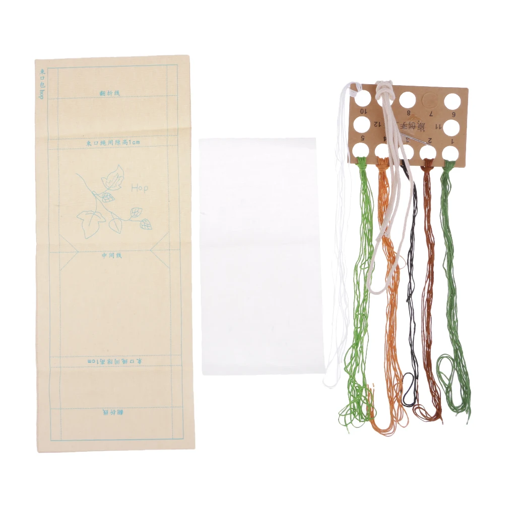 DIY Embroidery Cross Stitch Kit Pouch Canvas Drawstring Bag Handmade Needlework