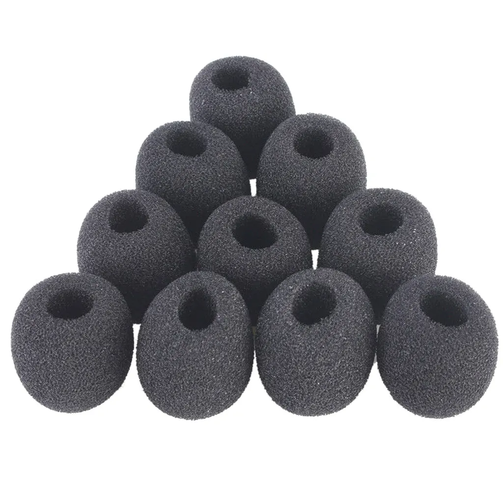 10Pcs Mini Microphone Windshield Clip-on Headset Condenser Mic Windmuff Protector Black 18mm