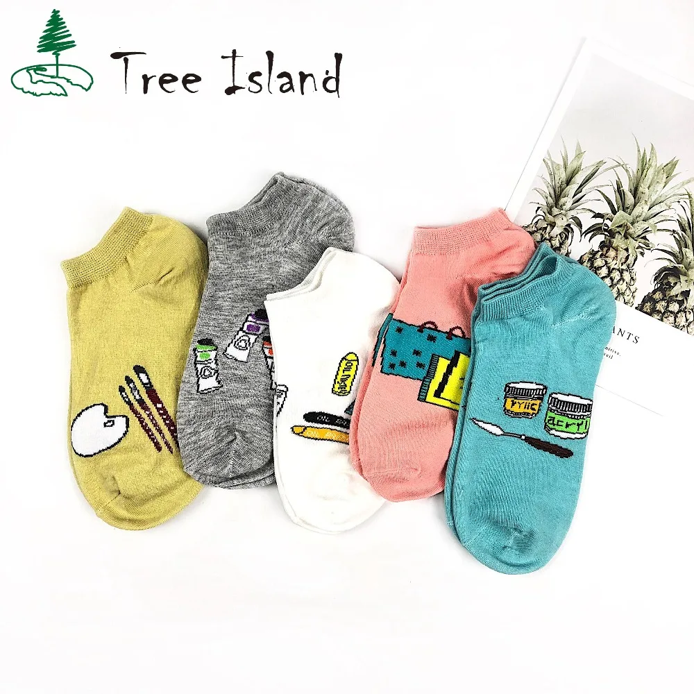 

Fresh Color Sweet Cartoon women sock 3D Casual Cotton Geometric female short socks kawaii spring summer sock