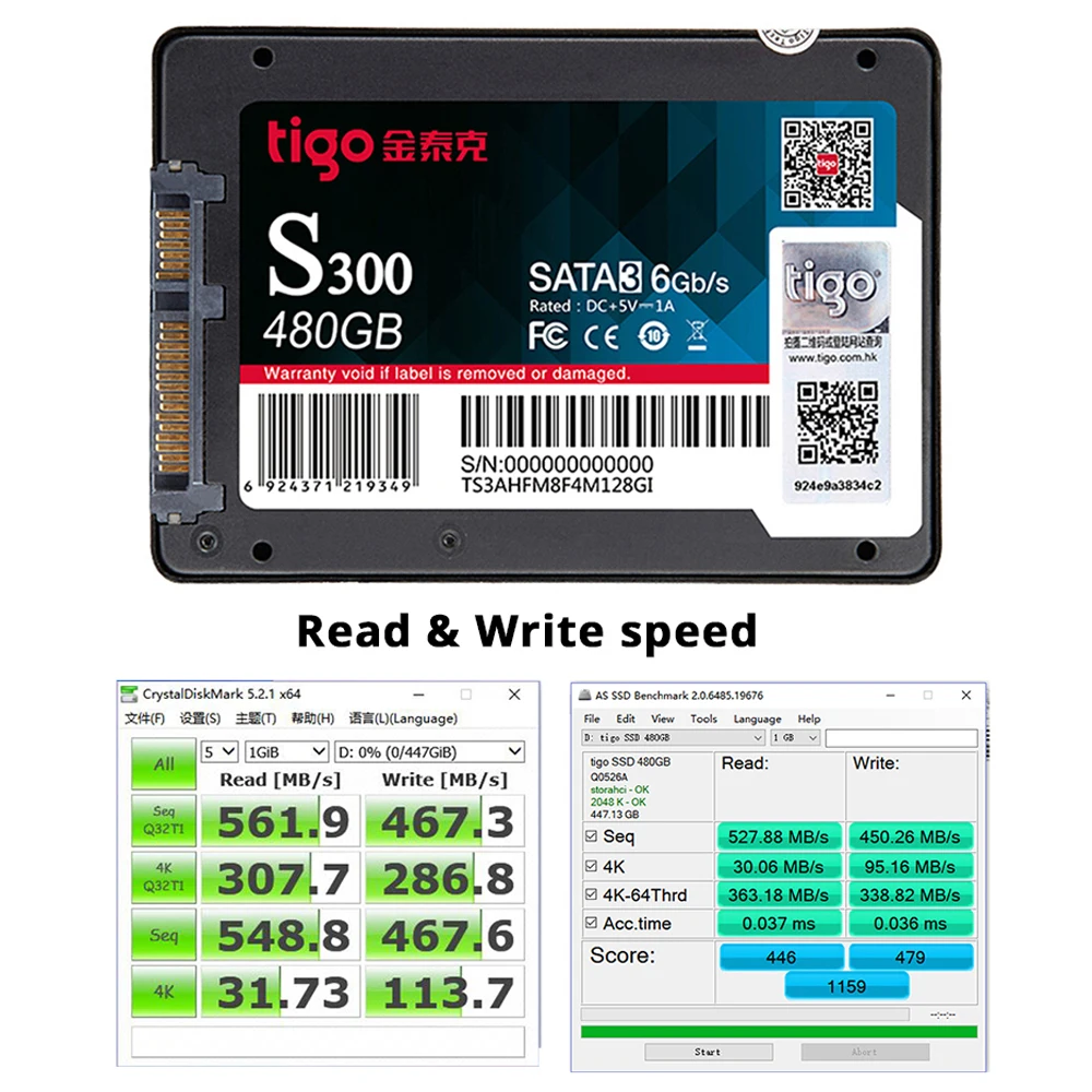 Tigo SSD 480 ГБ 2 шт. SATA 3 5 дюймов Внутренний твердотельный накопитель 120 240 для
