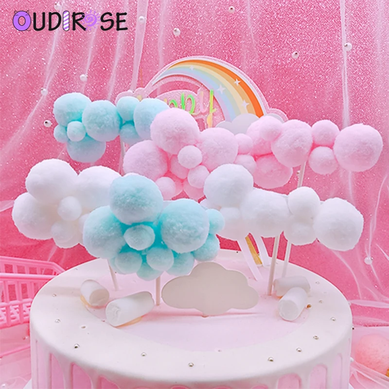 OUDIROSE 1 шт. розовый синий помпон облако торт Топпер ребенок душ Девочка День