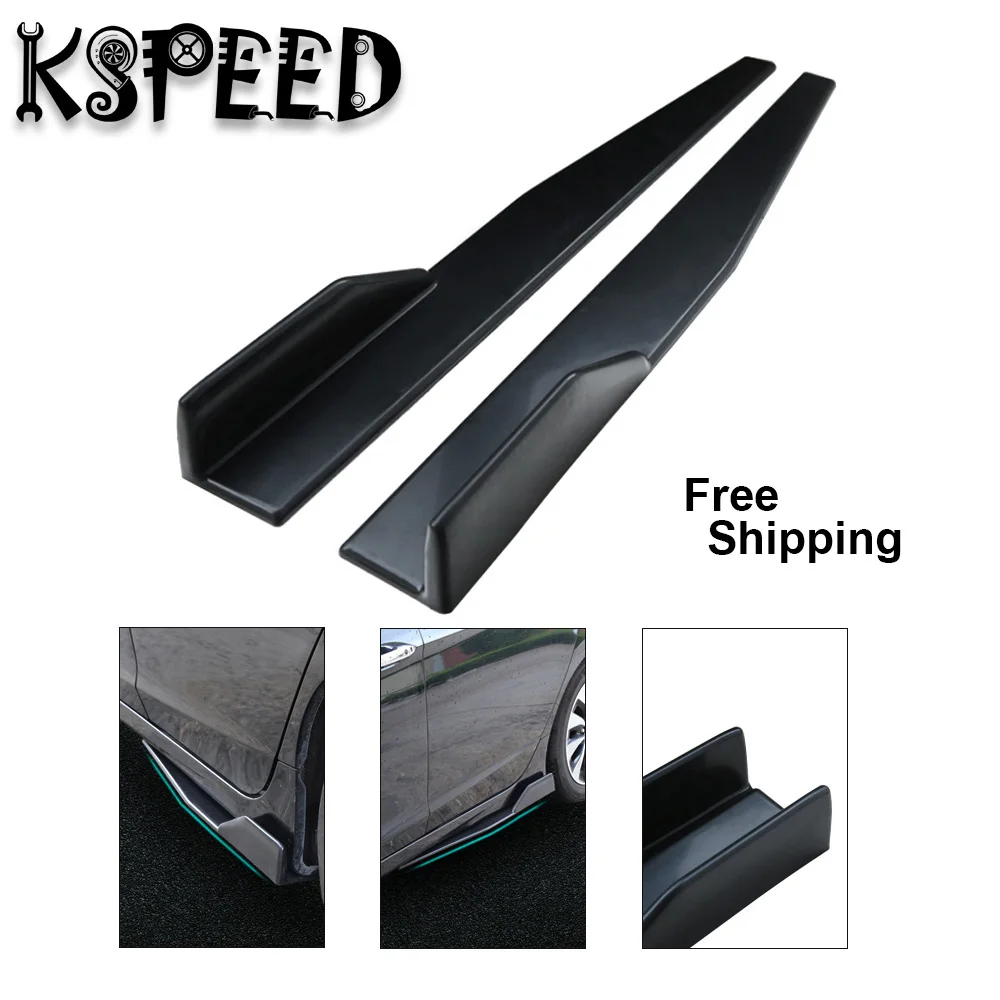 

2 Pieces Rocker Splitters Winglet Wings Canard Diffuser Universal ABS Side Skirt Extension 45cm Black Body Lip Kit