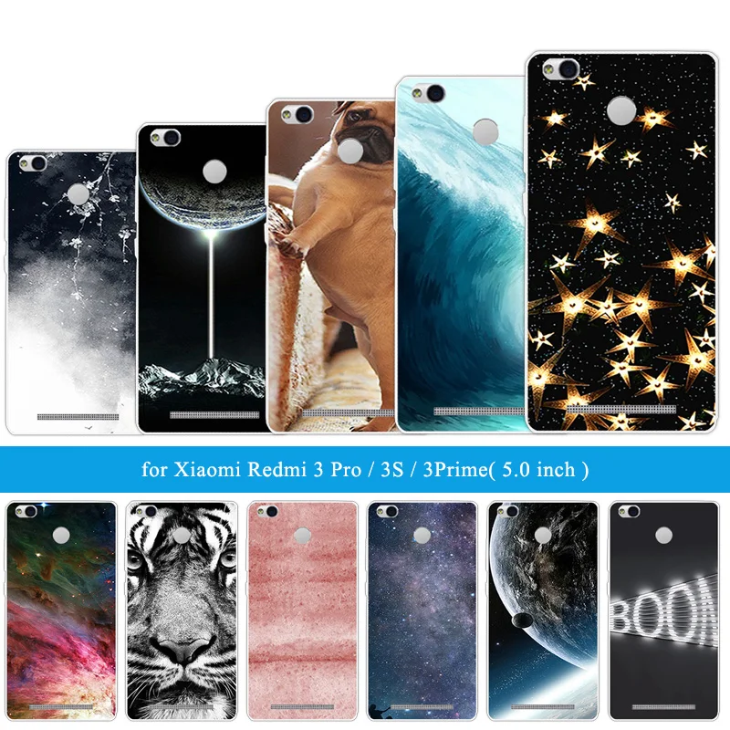 

for Coque Xiaomi Redmi 3S Case Cover 5.0" Clear TPU Silicon Cases for Xiaomi Redmi 3 Pro Hongmi 3S 3 S Pro Black Lion Tiger Capa