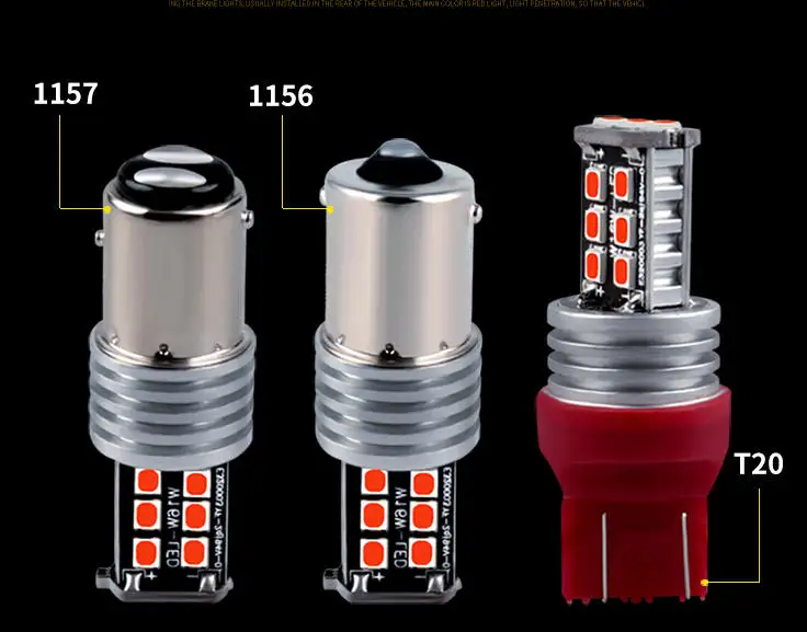 2pcs 1156 BA15S1157 BA15D T20 7440 LED Car strobe flash brake Light