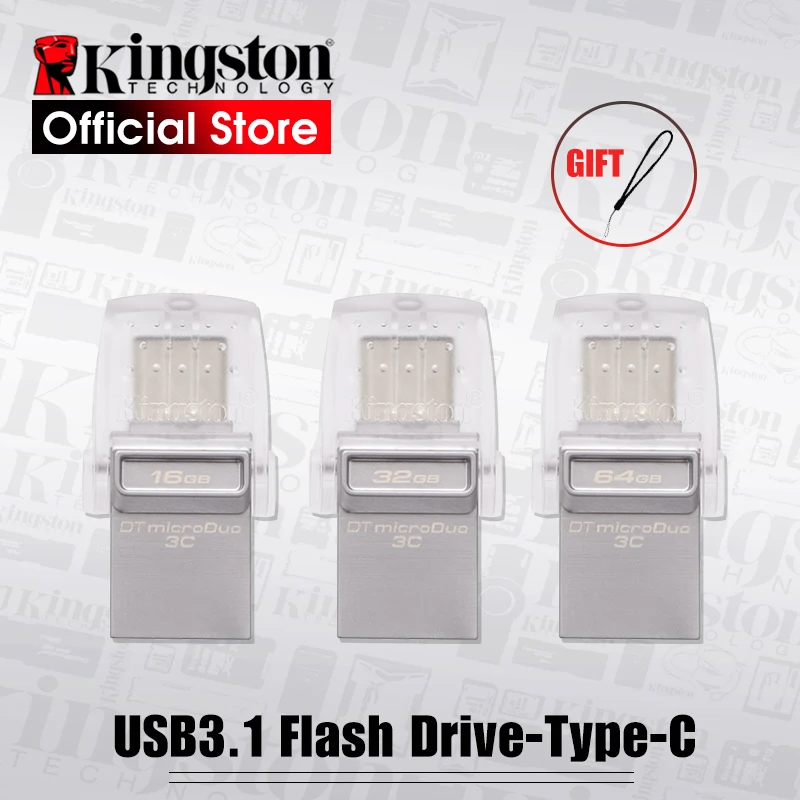 USB флеш накопитель Kingston DataTraveler Micro Duo 3C 64 ГБ 32 16 3 1 для ПК телефона с портом Type C|flash