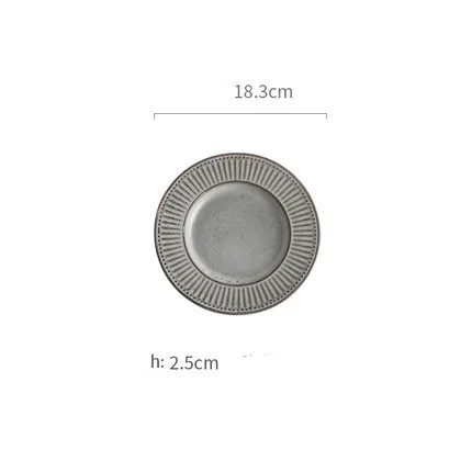 ANTOWALL скандинавские керамические Ретро домашние плоские тарелки блюдо Рельефные полосы серый стейк диск западное блюдо посуда Ресторан - Цвет: 7.25inch plate