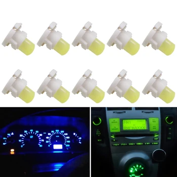 

10pcsT3 LED Car Light Bulb Cluster Gauges Dashboard White / Yellow/ Blue / Red / Green instruments Panel Climate Base Lamp Light