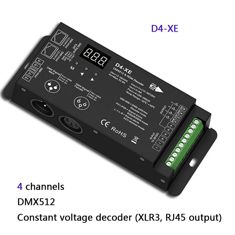 D12/D24/D4-XE/D4-L/D4/DS/DS-L/D4-P/D4-E постоянное напряжение DMX512& RDM декодер RGB Светодиодная лента контроллер светодиодный светильник Диммер