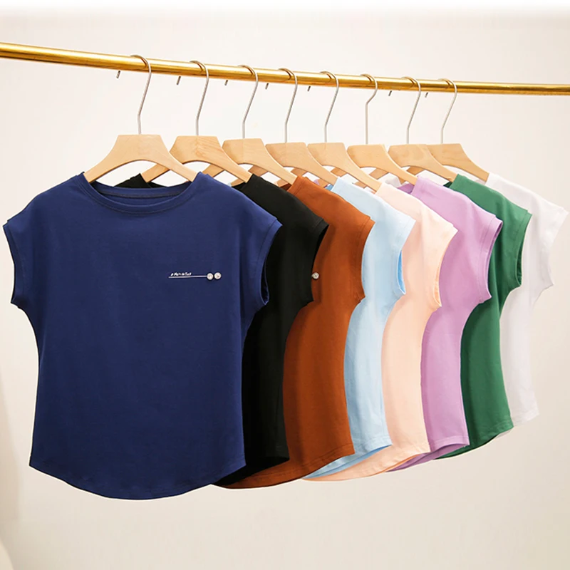 

Loose T shirts Women 2019 Summer Tees O-Neck Batwing Sleeve Tops Plus Size Letter T shirt Cotton Elastic Basic White Black Pink