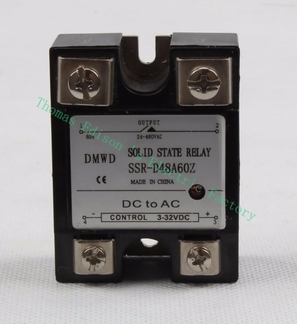 

Single Phase vSolid State Relay with indicator 60A SSR-60DA Input 3-32VDC Output 24-480VAC SSR 60DA SSR-D48A60Z