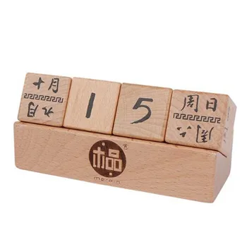 

Popular Garden Ornaments Wood Wooden Calendar Calendar Small Home Decor Furnishings Gift Manual Children's Time Calendar Toy