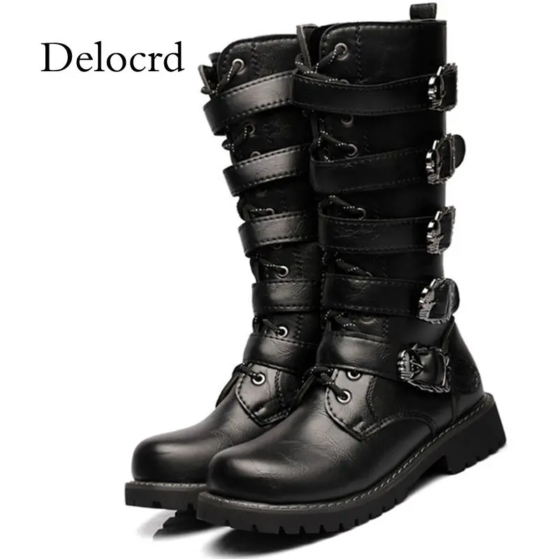 mens knee high biker boots