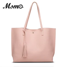 De alta Calidad Mujeres Bolsos de Hombro de Lujo Bolsos Mujer Bolsos Diseñador Borla de La Manera Suave Relieve de Asas Casual Solid Cuero de LA PU