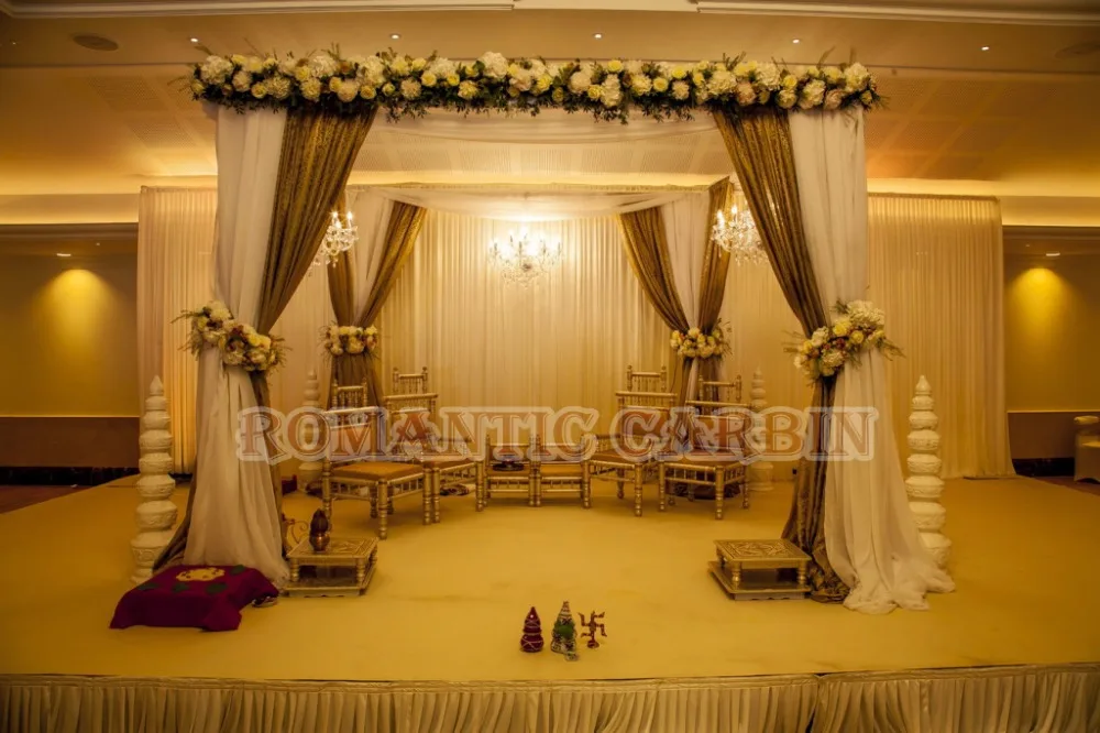 Free Shipping 3M*3M*3M wedding chuppah square canopy drape with pipe