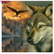 Diy фото на заказ Алмазная картина Волк и Орел Вышивка крестиком 5d Стразы Алмазная мозаика кристаллы украшение дома